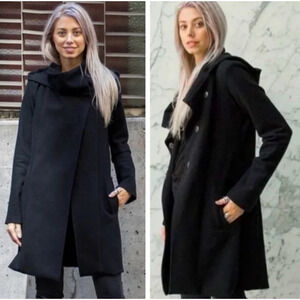 Betabrand by Melissa Fleis All-Day Mock Neck Hooded Stretch Coat Size Medium